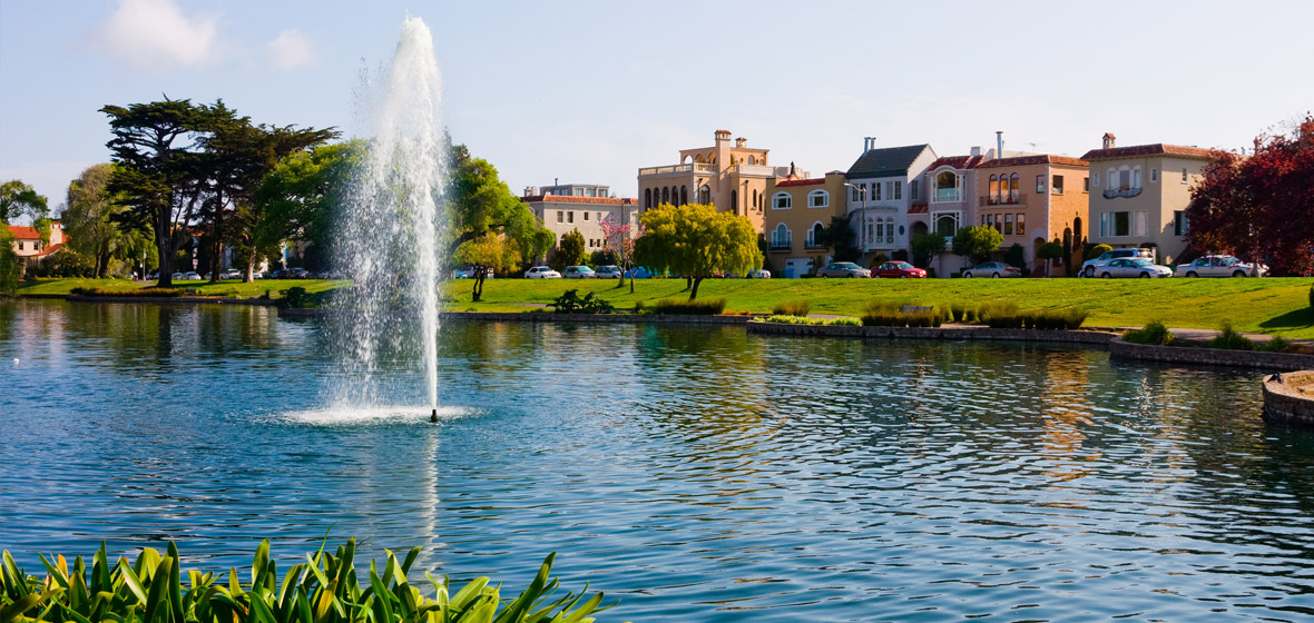 Image of a pond on a well designed landscape