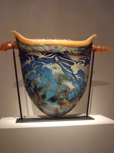 Petroglyph Urn with Horn by William Morris 1992 Blown Glass